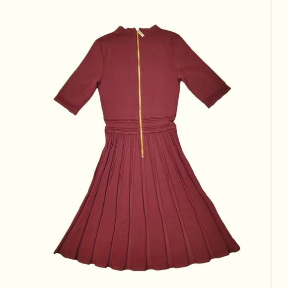 Ted Baker London Dorlean Scallop Trim Skater Dress In Burgundy Sz  4 US supposed - Picture 2 of 11